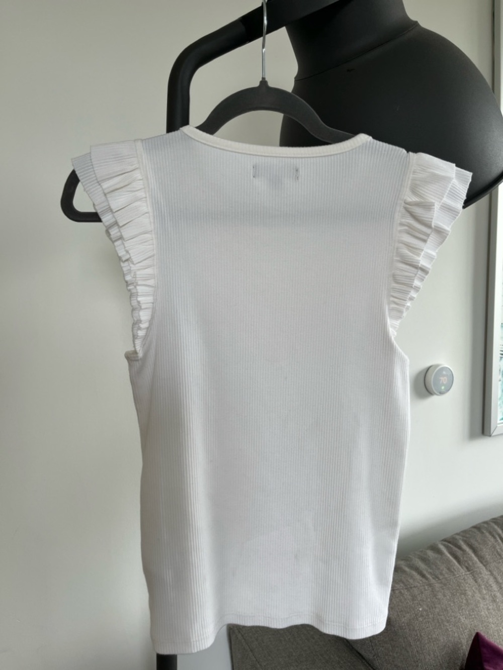 J. Crew Vintage Rib Ruffle Sleeve Shirt (Size Small) - Picture 3 of 4